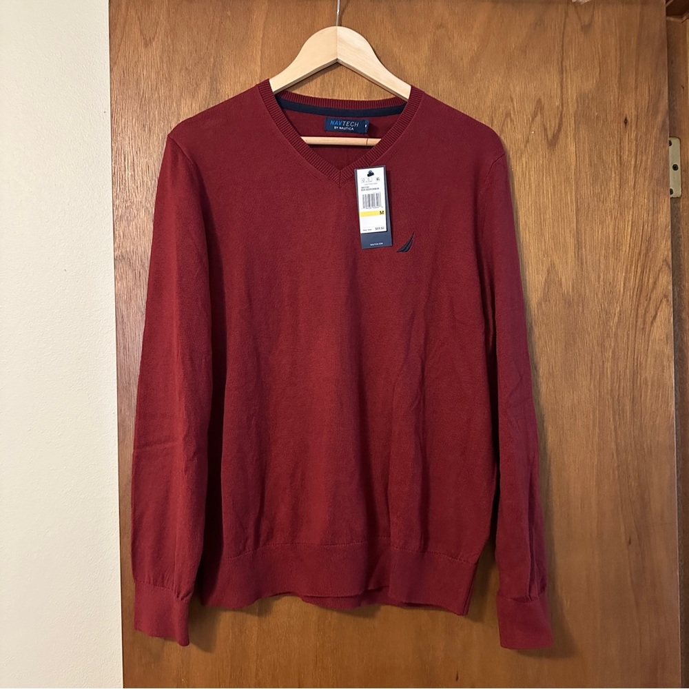 Nautica Men's Red V-Neck Sweater